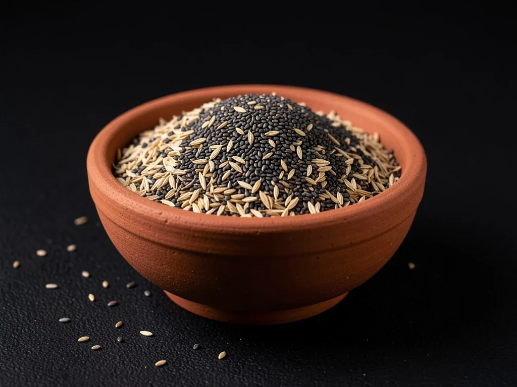 Ingredientes naturales sobre superficie de obsidiana