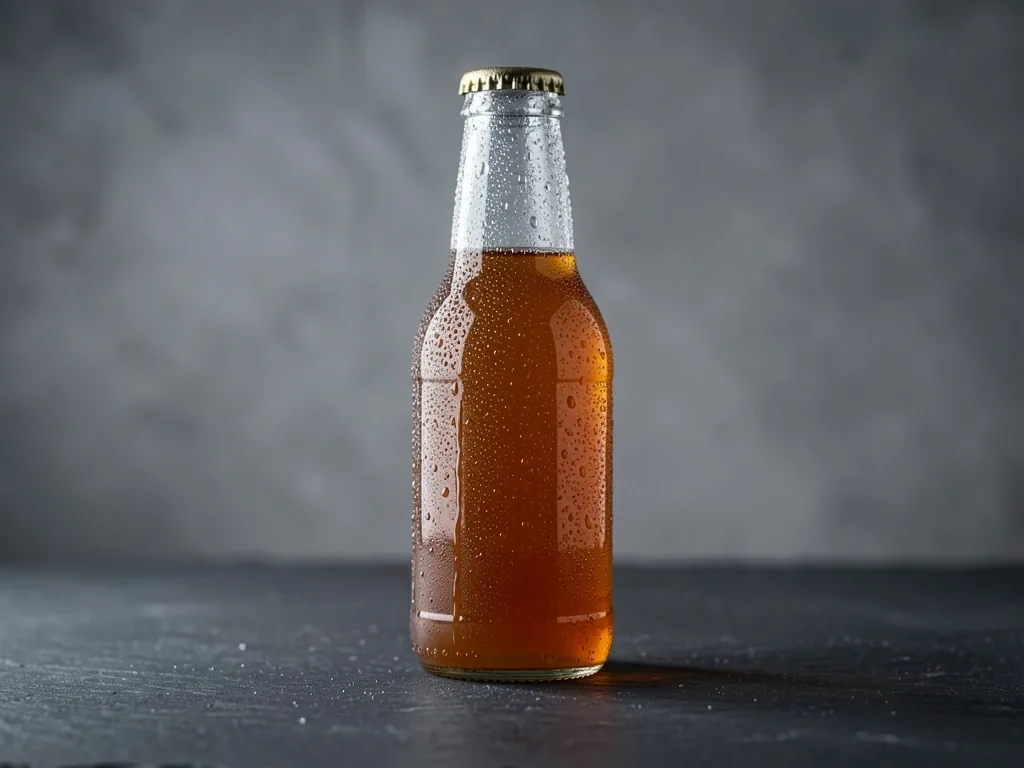Botella de kombucha con condensación